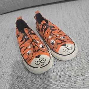 Orange Tiger Print Kids Shoes